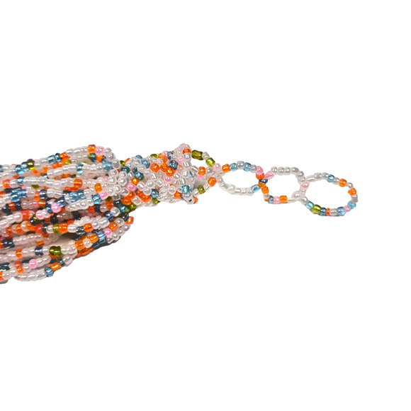 Colorful 30 Strand Multi Strand Seed Bead Boho Statement Necklace 16" Ball Close - Picture 4 of 9